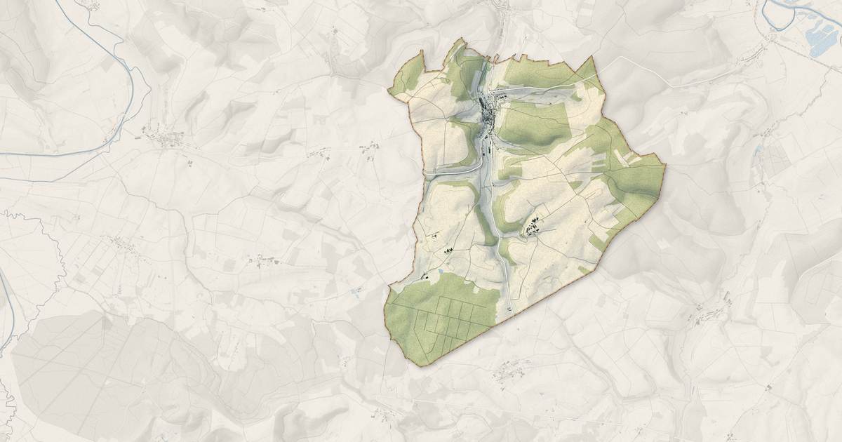 Portrait cartographique de Raucourt-et-Flaba : relief, eau, forêts, bâti et voies, calculés à partir des données de l'IGN