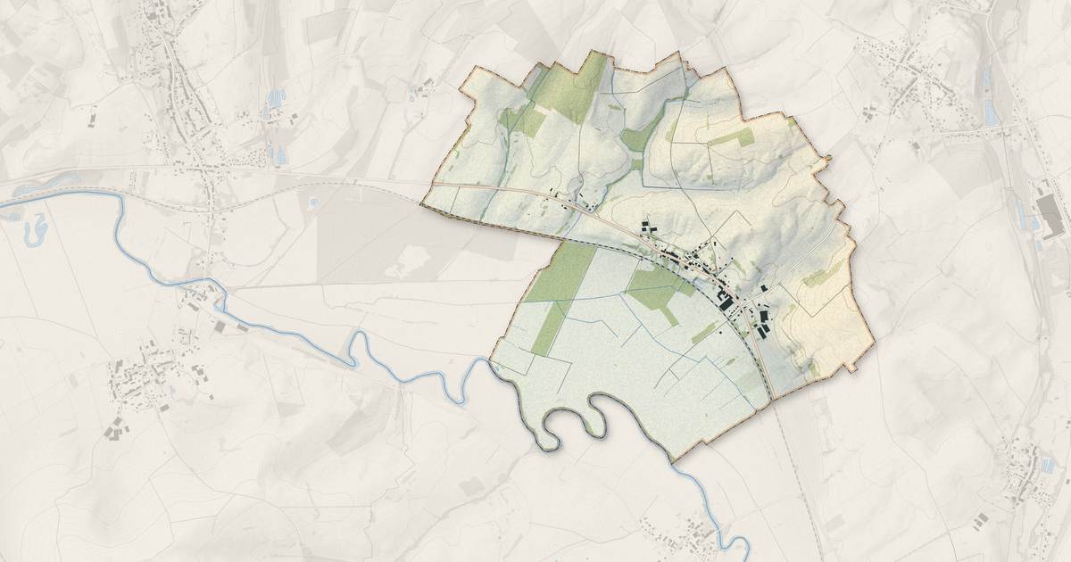 Portrait cartographique de Sachy : relief, eau, forêts, bâti et voies, calculés à partir des données de l'IGN