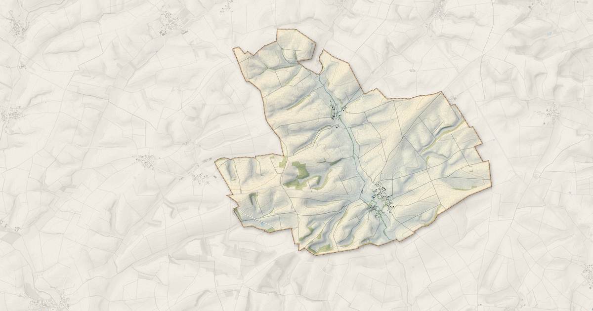 Portrait cartographique de Saint-Fergeux : relief, eau, forêts, bâti et voies, calculés à partir des données de l'IGN
