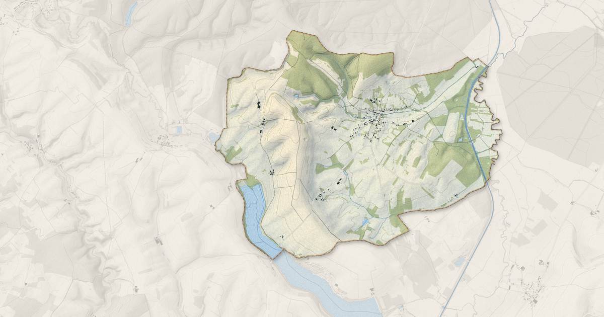 Portrait cartographique de Sauville : relief, eau, forêts, bâti et voies, calculés à partir des données de l'IGN