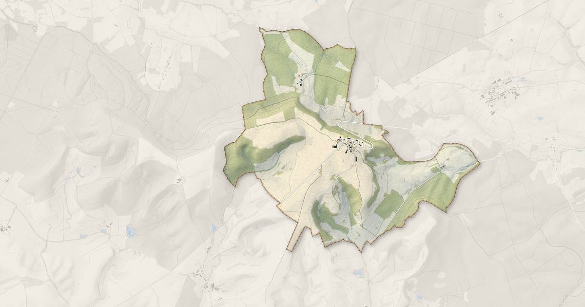 Portrait cartographique de Stonne : relief, eau, forêts, bâti et voies, calculés à partir des données de l'IGN