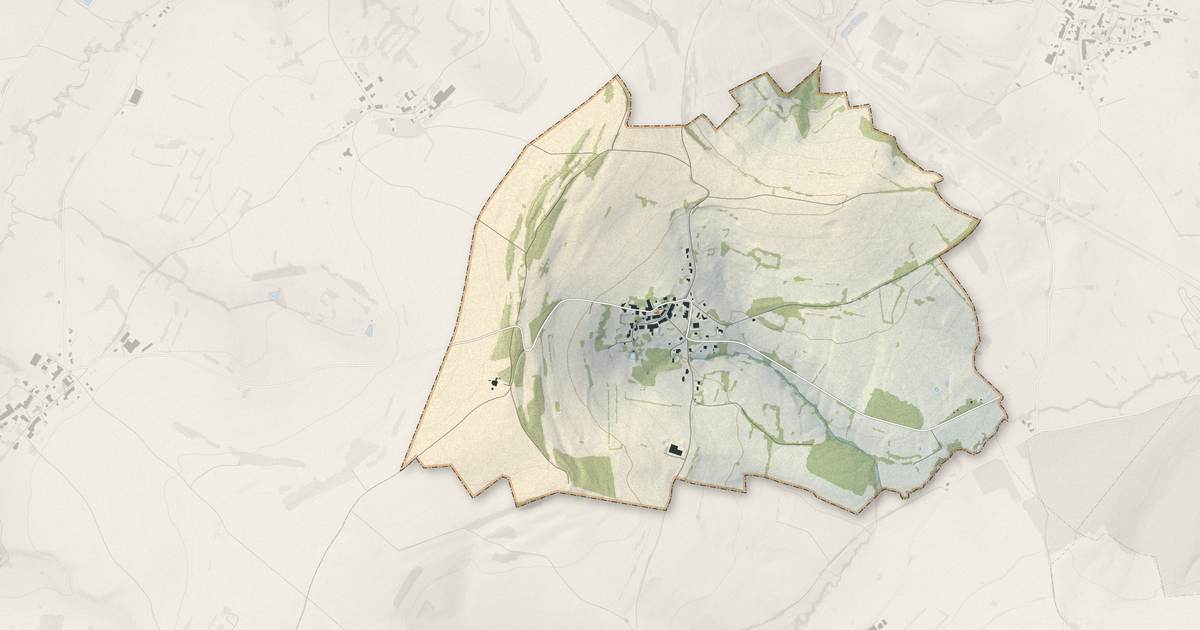 Portrait cartographique de Sury : relief, eau, forêts, bâti et voies, calculés à partir des données de l'IGN