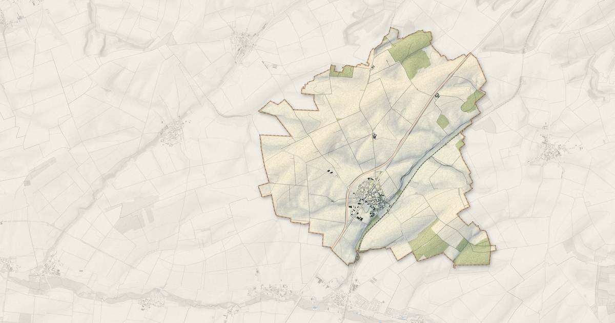 Portrait cartographique de Tagnon : relief, eau, forêts, bâti et voies, calculés à partir des données de l'IGN
