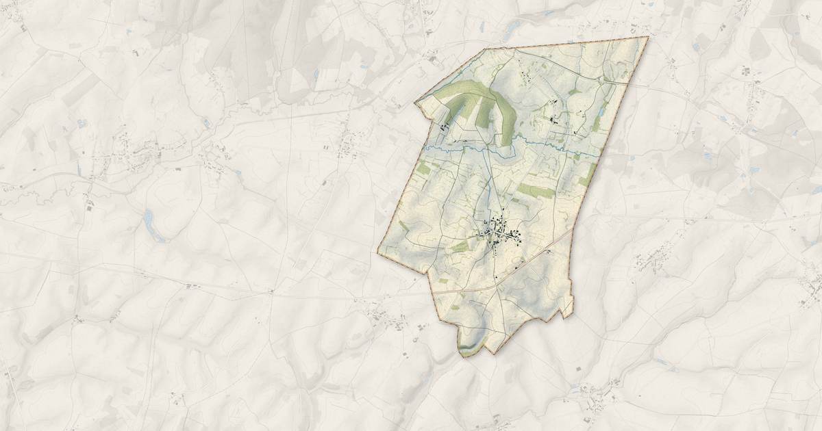 Portrait cartographique de Tarzy : relief, eau, forêts, bâti et voies, calculés à partir des données de l'IGN