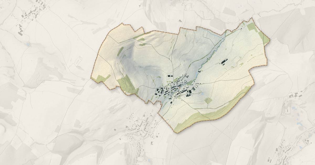 Portrait cartographique de This : relief, eau, forêts, bâti et voies, calculés à partir des données de l'IGN