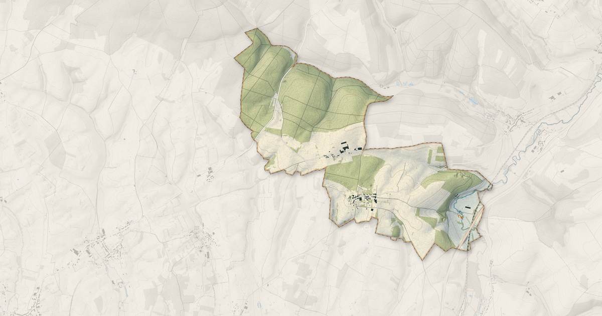Portrait cartographique de Touligny : relief, eau, forêts, bâti et voies, calculés à partir des données de l'IGN