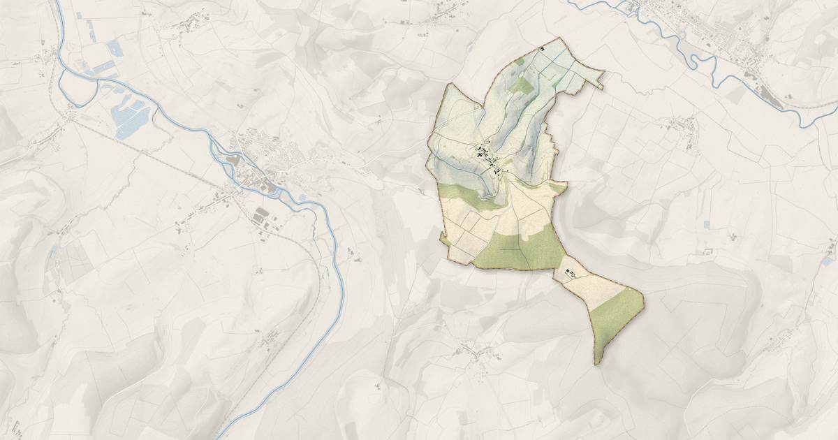 Portrait cartographique de Vaux-lès-Mouzon : relief, eau, forêts, bâti et voies, calculés à partir des données de l'IGN