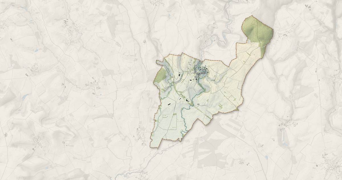Portrait cartographique de Wasigny : relief, eau, forêts, bâti et voies, calculés à partir des données de l'IGN