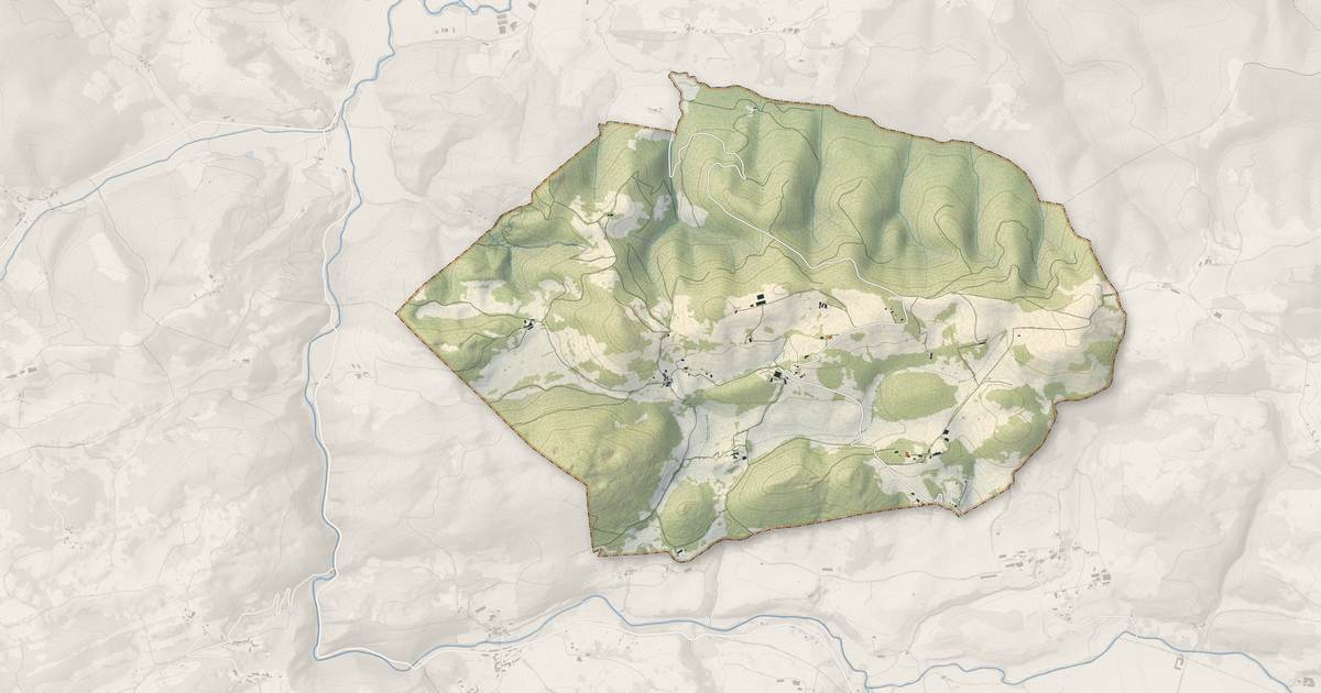 Portrait cartographique de Allières : relief, eau, forêts, bâti et voies, calculés à partir des données de l'IGN