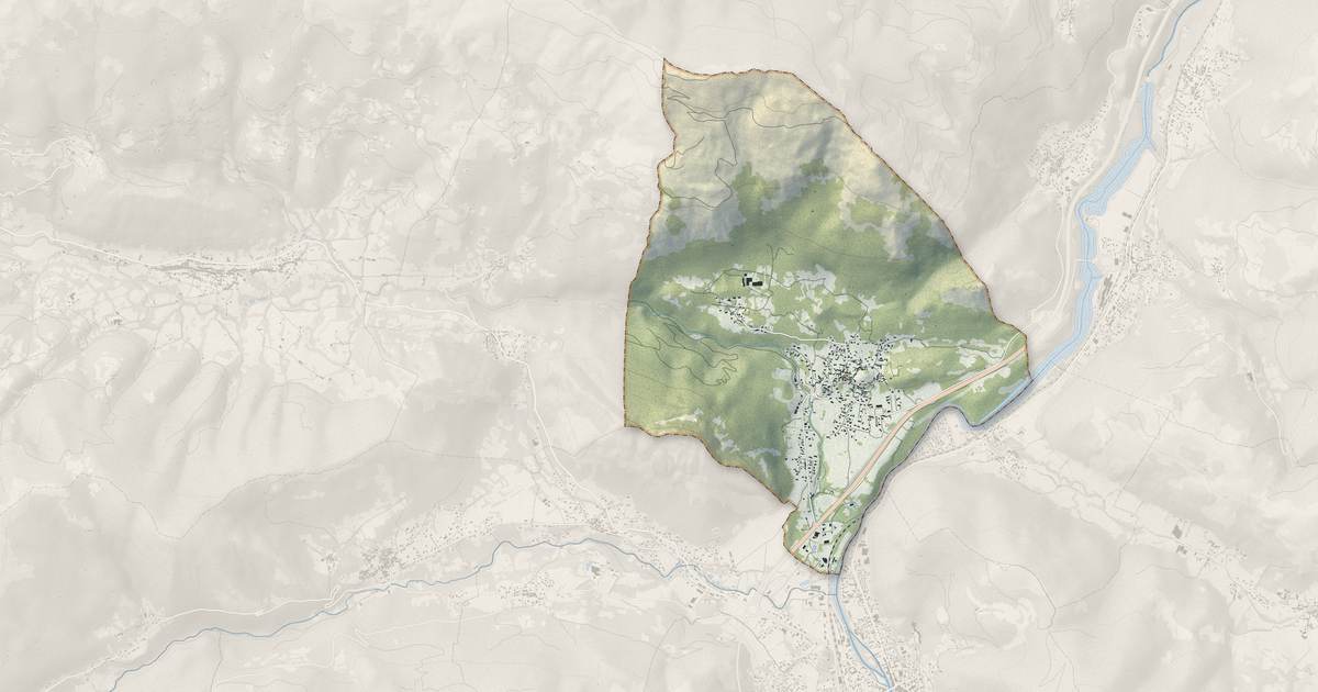 Portrait cartographique de Arignac : relief, eau, forêts, bâti et voies, calculés à partir des données de l'IGN