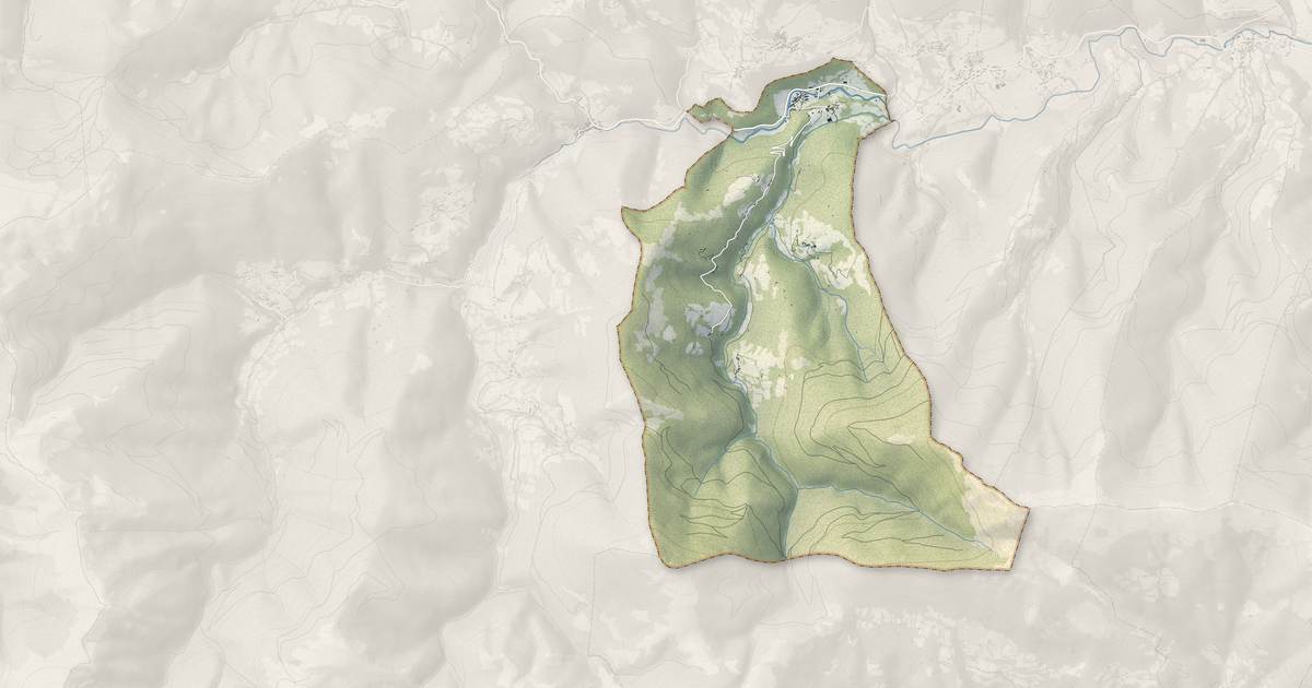 Portrait cartographique de Augirein : relief, eau, forêts, bâti et voies, calculés à partir des données de l'IGN