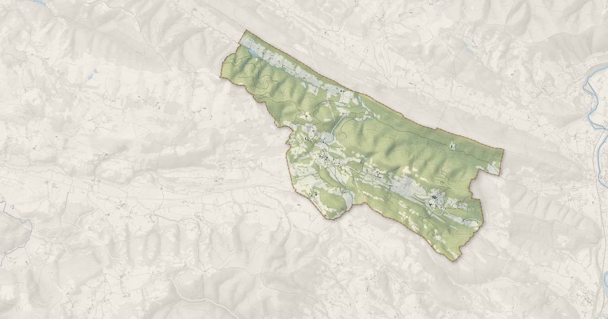 Portrait cartographique de Baulou : relief, eau, forêts, bâti et voies, calculés à partir des données de l'IGN