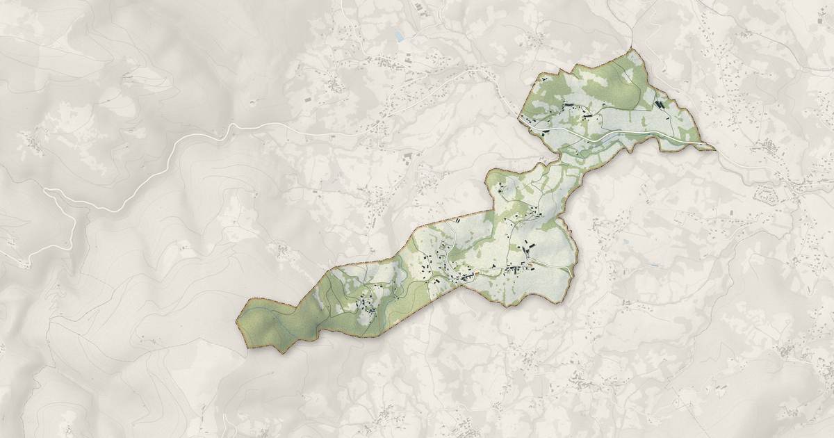Portrait cartographique de Bénac : relief, eau, forêts, bâti et voies, calculés à partir des données de l'IGN