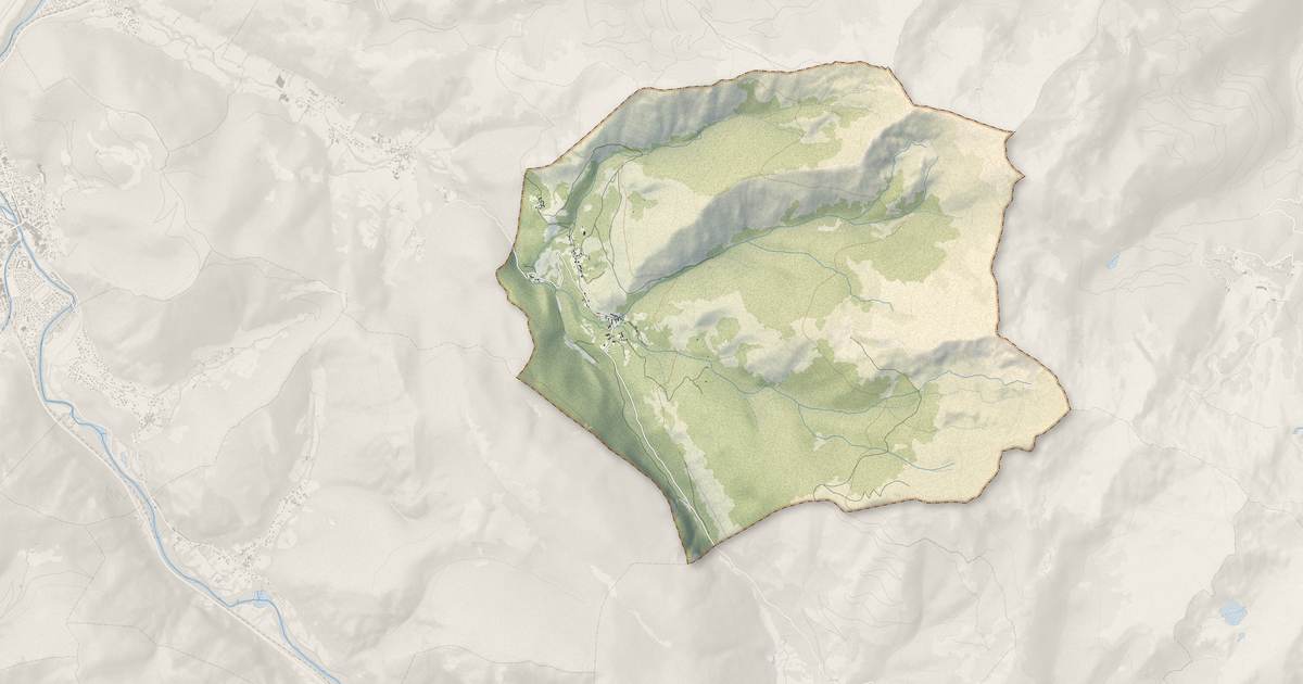 Portrait cartographique de Cazenave-Serres-et-Allens : relief, eau, forêts, bâti et voies, calculés à partir des données de l'IGN