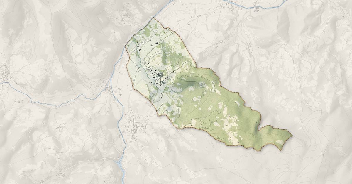Portrait cartographique de Cescau : relief, eau, forêts, bâti et voies, calculés à partir des données de l'IGN