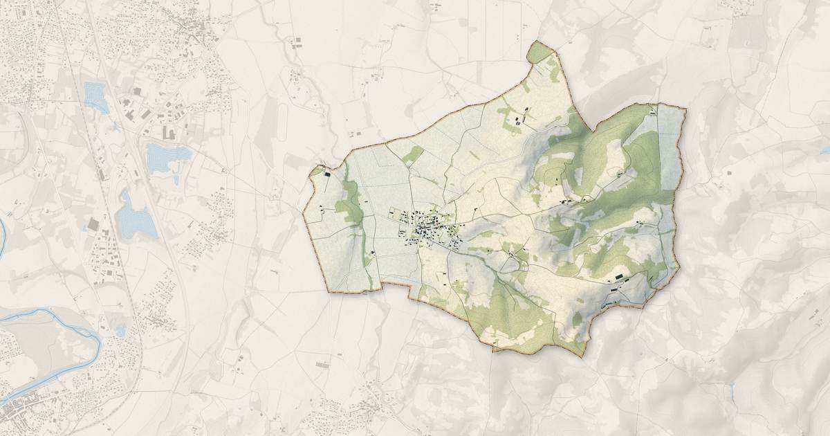 Portrait cartographique de Coussa : relief, eau, forêts, bâti et voies, calculés à partir des données de l'IGN