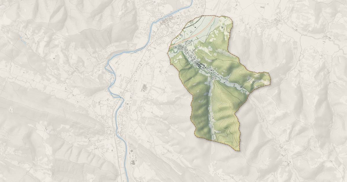 Portrait cartographique de Dalou : relief, eau, forêts, bâti et voies, calculés à partir des données de l'IGN