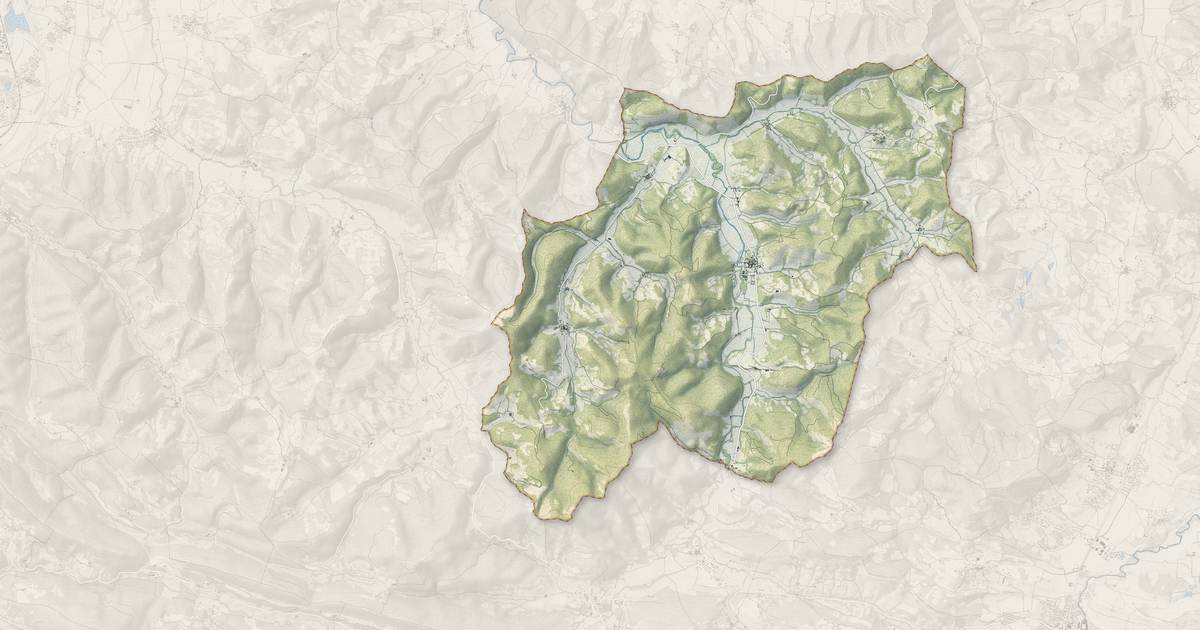 Portrait cartographique de Dun : relief, eau, forêts, bâti et voies, calculés à partir des données de l'IGN