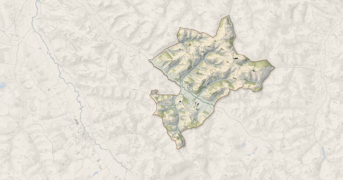 Portrait cartographique de Durfort : relief, eau, forêts, bâti et voies, calculés à partir des données de l'IGN
