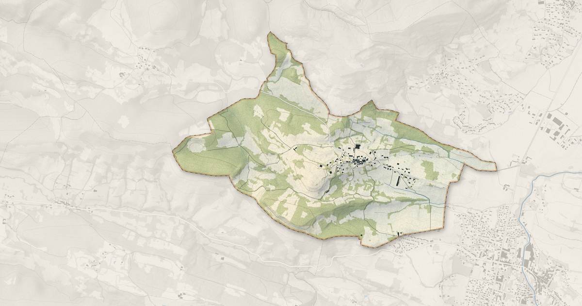 Portrait cartographique de Esclagne : relief, eau, forêts, bâti et voies, calculés à partir des données de l'IGN