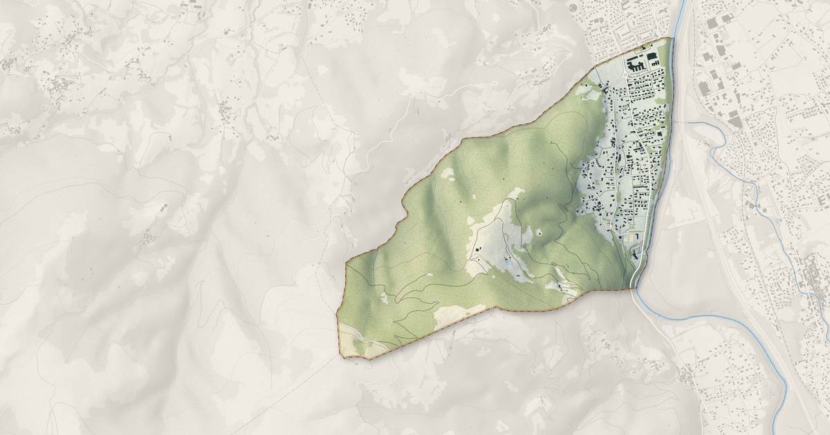 Portrait cartographique de Ferrières-sur-Ariège : relief, eau, forêts, bâti et voies, calculés à partir des données de l'IGN