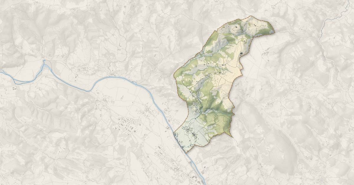 Portrait cartographique de Gajan : relief, eau, forêts, bâti et voies, calculés à partir des données de l'IGN