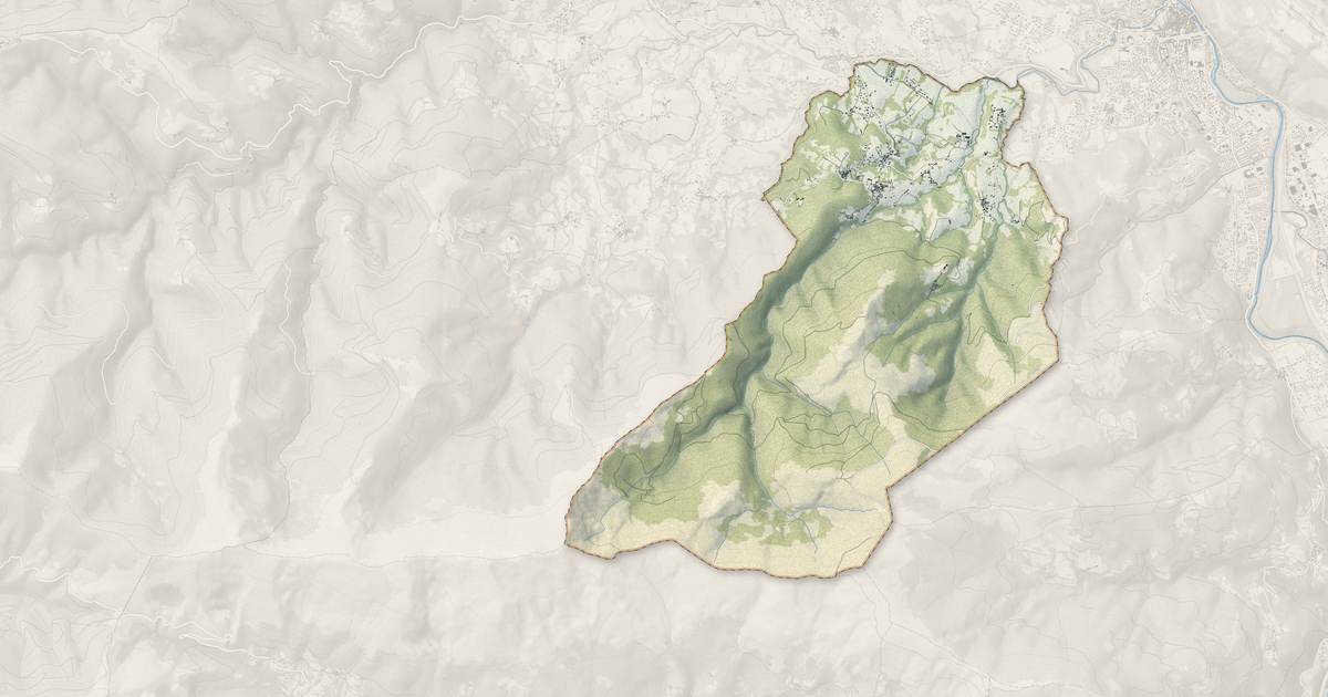 Portrait cartographique de Ganac : relief, eau, forêts, bâti et voies, calculés à partir des données de l'IGN