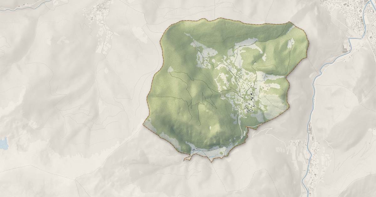 Portrait cartographique de Génat : relief, eau, forêts, bâti et voies, calculés à partir des données de l'IGN