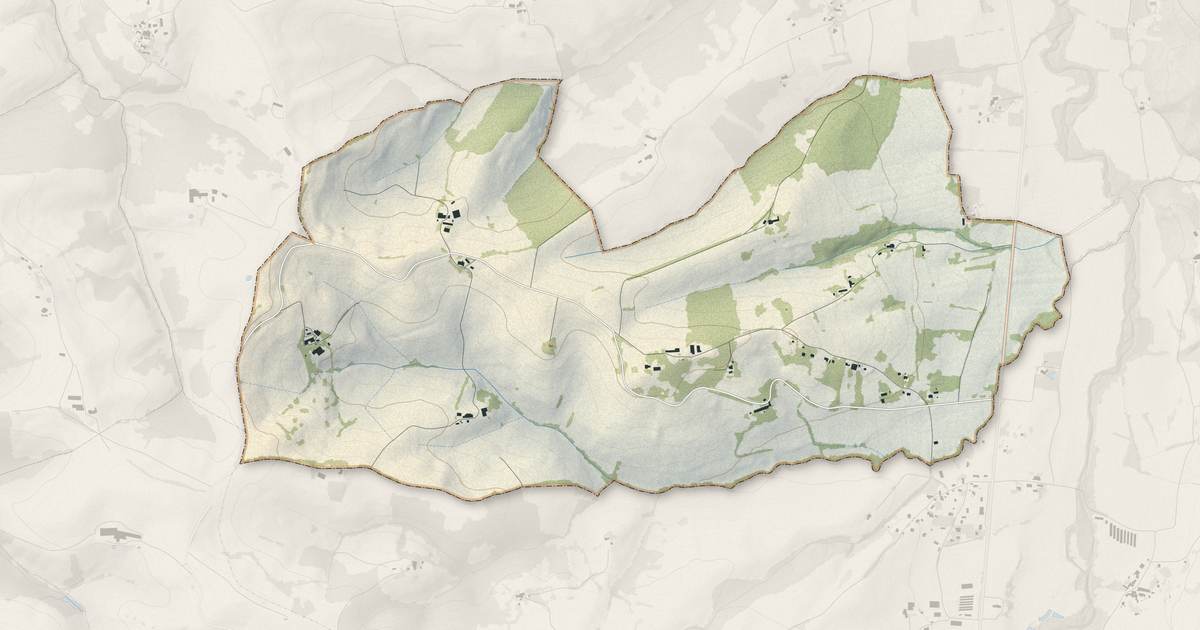 Portrait cartographique de Lanoux : relief, eau, forêts, bâti et voies, calculés à partir des données de l'IGN