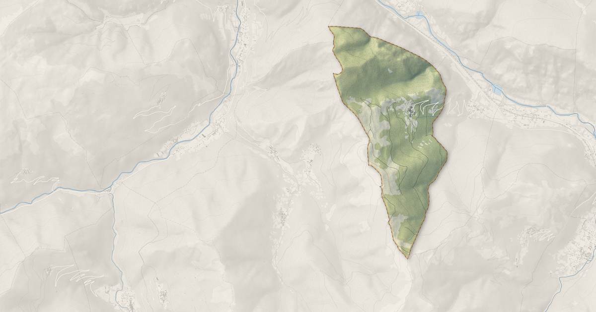 Portrait cartographique de Larnat : relief, eau, forêts, bâti et voies, calculés à partir des données de l'IGN