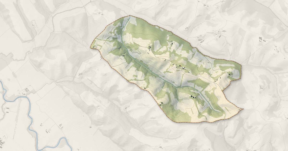 Portrait cartographique de Loubaut : relief, eau, forêts, bâti et voies, calculés à partir des données de l'IGN
