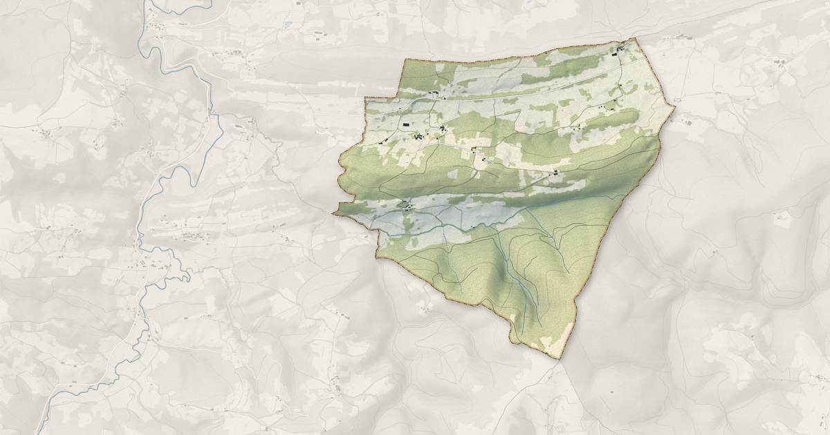 Portrait cartographique de Mauvezin-de-Sainte-Croix : relief, eau, forêts, bâti et voies, calculés à partir des données de l'IGN