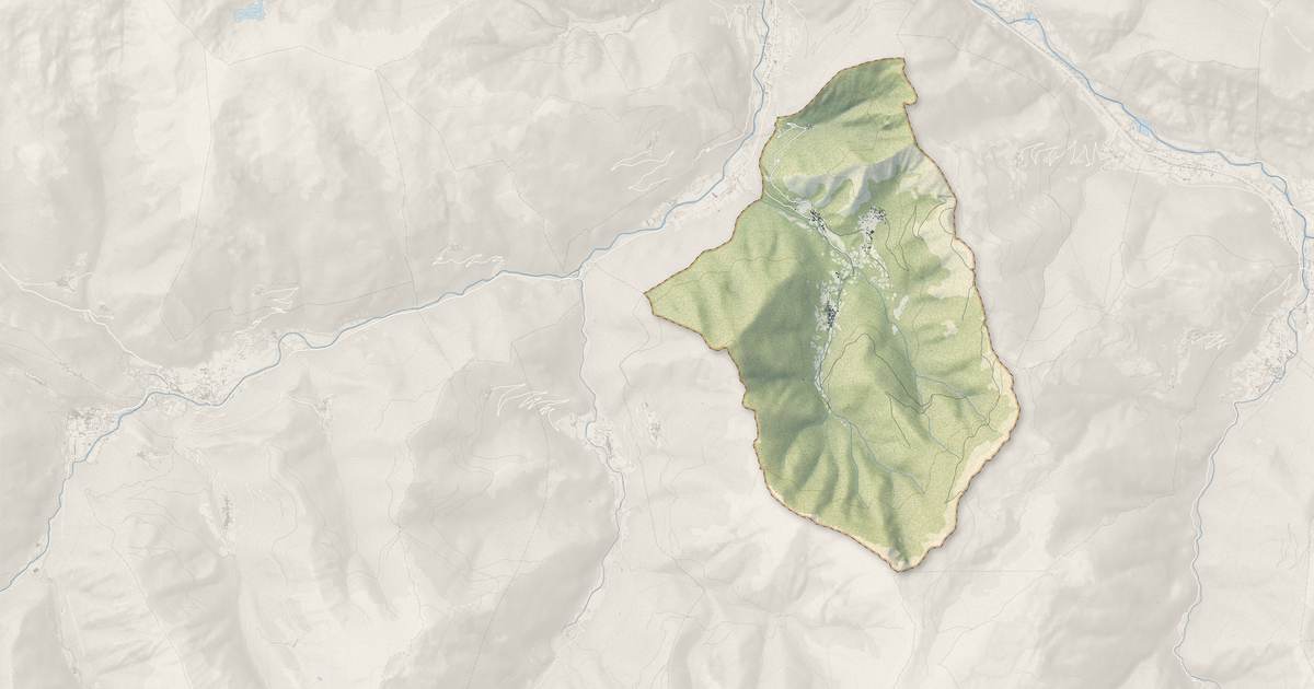 Portrait cartographique de Miglos : relief, eau, forêts, bâti et voies, calculés à partir des données de l'IGN