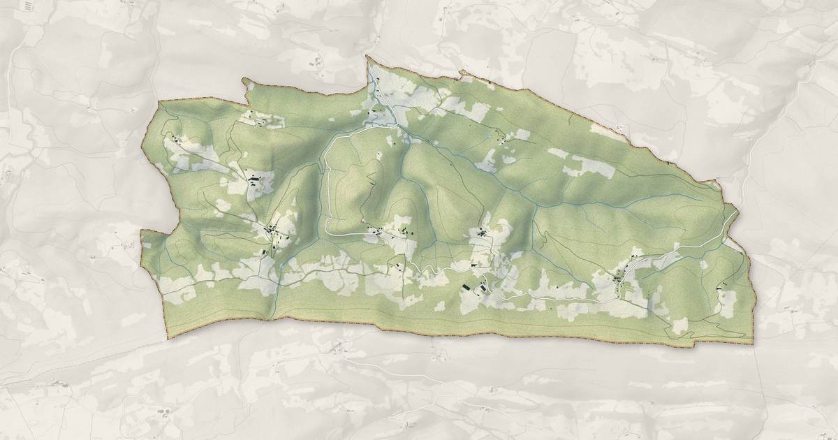 Portrait cartographique de Montfa : relief, eau, forêts, bâti et voies, calculés à partir des données de l'IGN