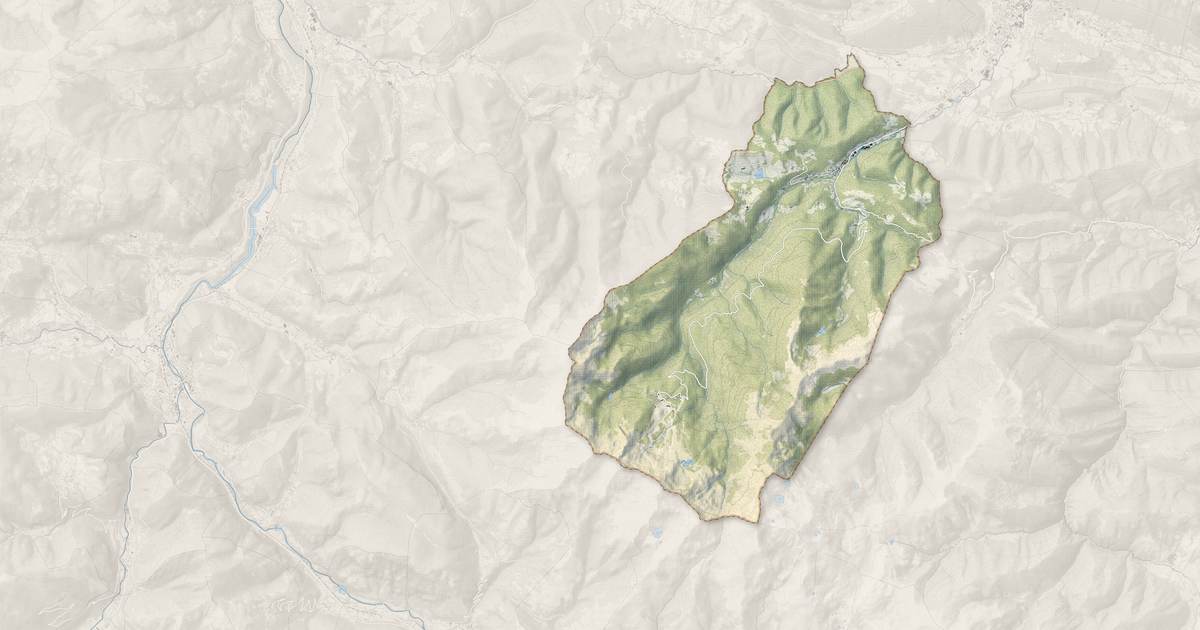 Portrait cartographique de Montferrier : relief, eau, forêts, bâti et voies, calculés à partir des données de l'IGN
