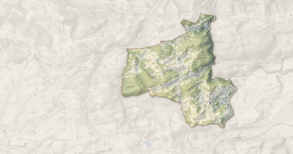 Portrait cartographique de Montseron : relief, eau, forêts, bâti et voies, calculés à partir des données de l'IGN