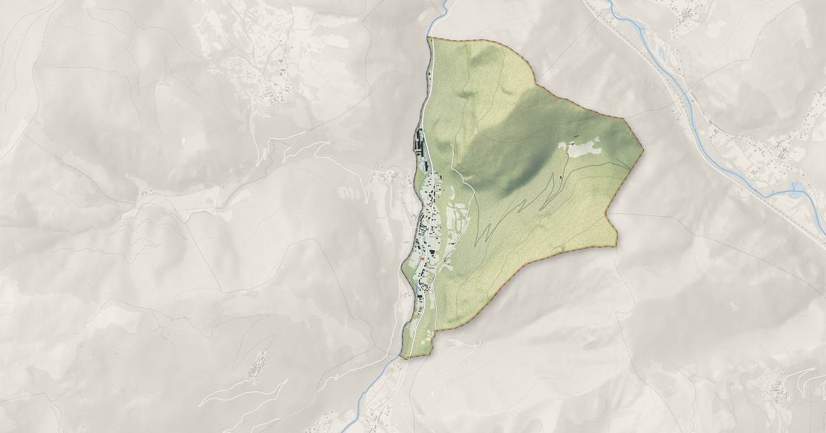 Portrait cartographique de Niaux : relief, eau, forêts, bâti et voies, calculés à partir des données de l'IGN