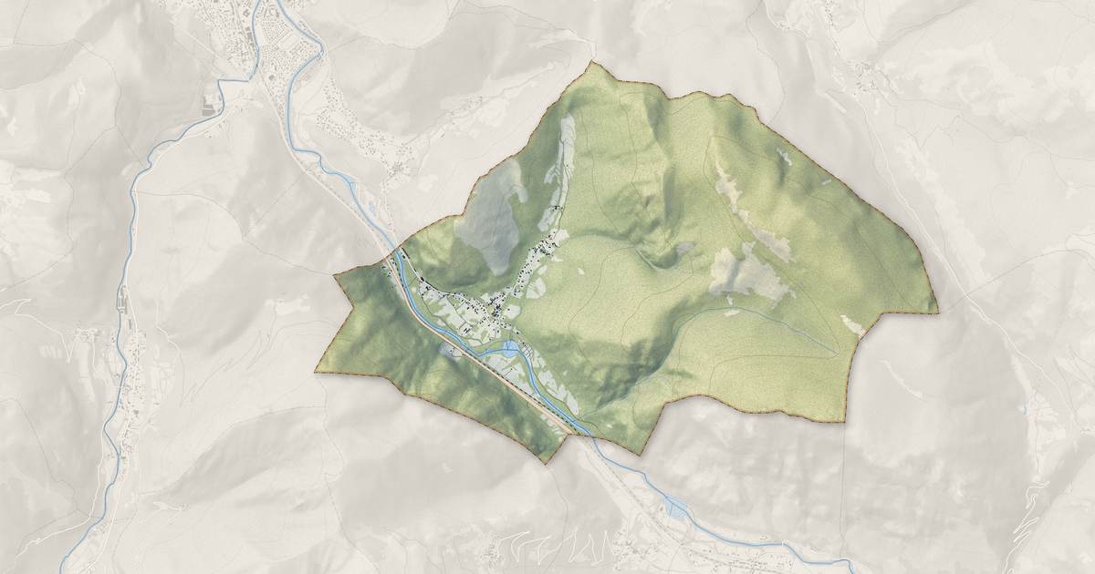 Portrait cartographique de Ornolac-Ussat-les-Bains : relief, eau, forêts, bâti et voies, calculés à partir des données de l'IGN