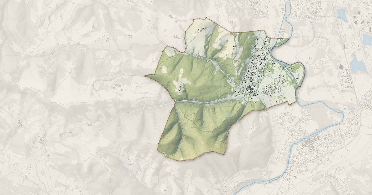 Portrait cartographique de Rieux-de-Pelleport : relief, eau, forêts, bâti et voies, calculés à partir des données de l'IGN