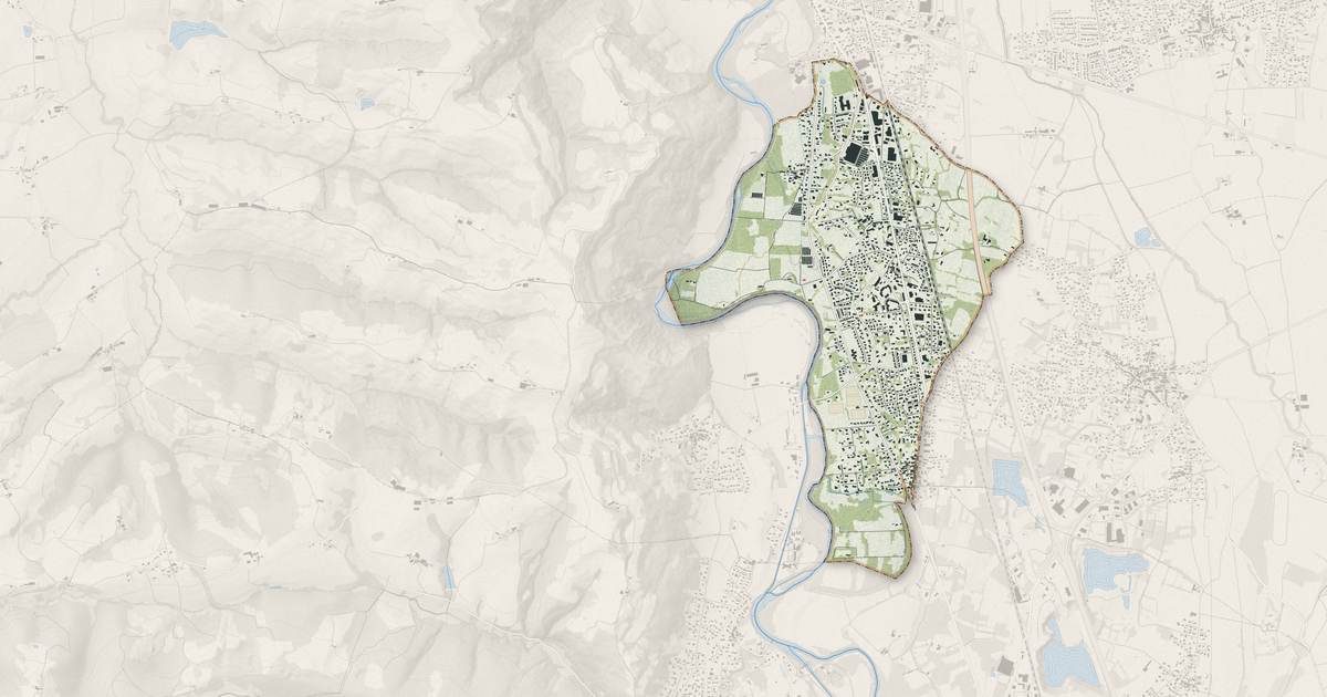 Portrait cartographique de Saint-Jean-du-Falga : relief, eau, forêts, bâti et voies, calculés à partir des données de l'IGN