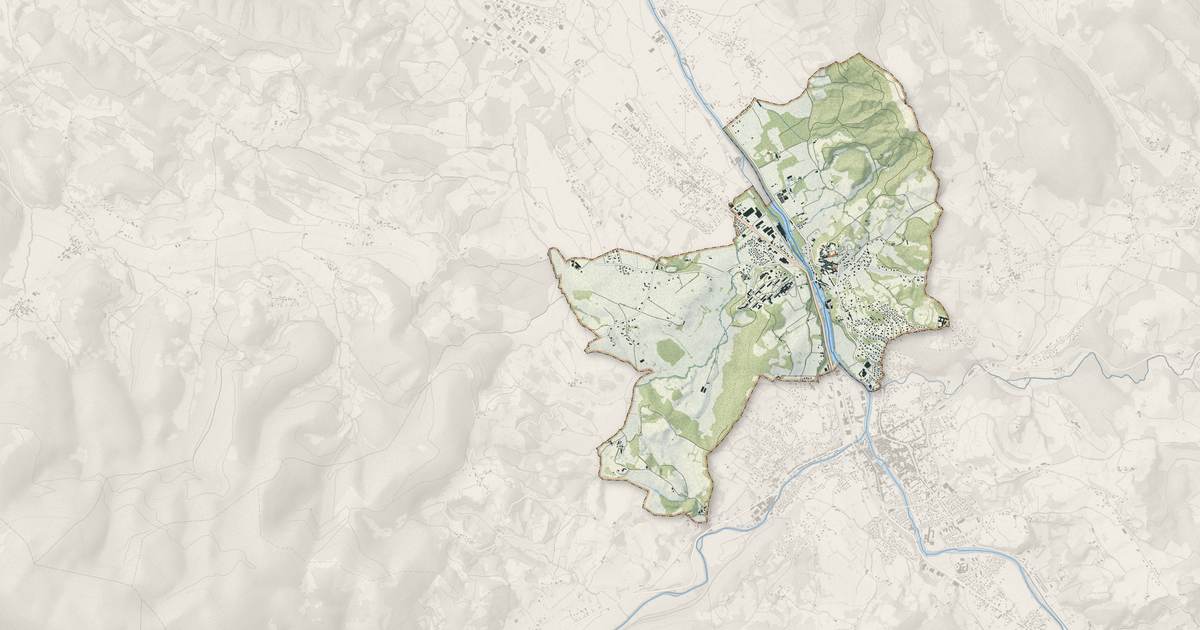 Portrait cartographique de Saint-Lizier : relief, eau, forêts, bâti et voies, calculés à partir des données de l'IGN
