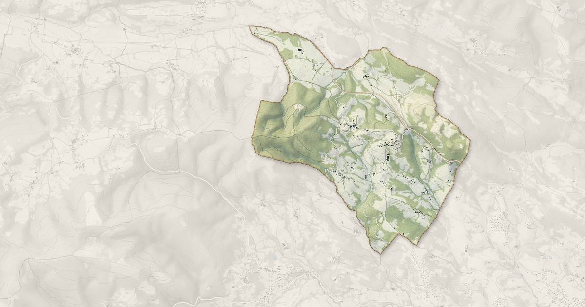 Portrait cartographique de Saint-Martin-de-Caralp : relief, eau, forêts, bâti et voies, calculés à partir des données de l'IGN