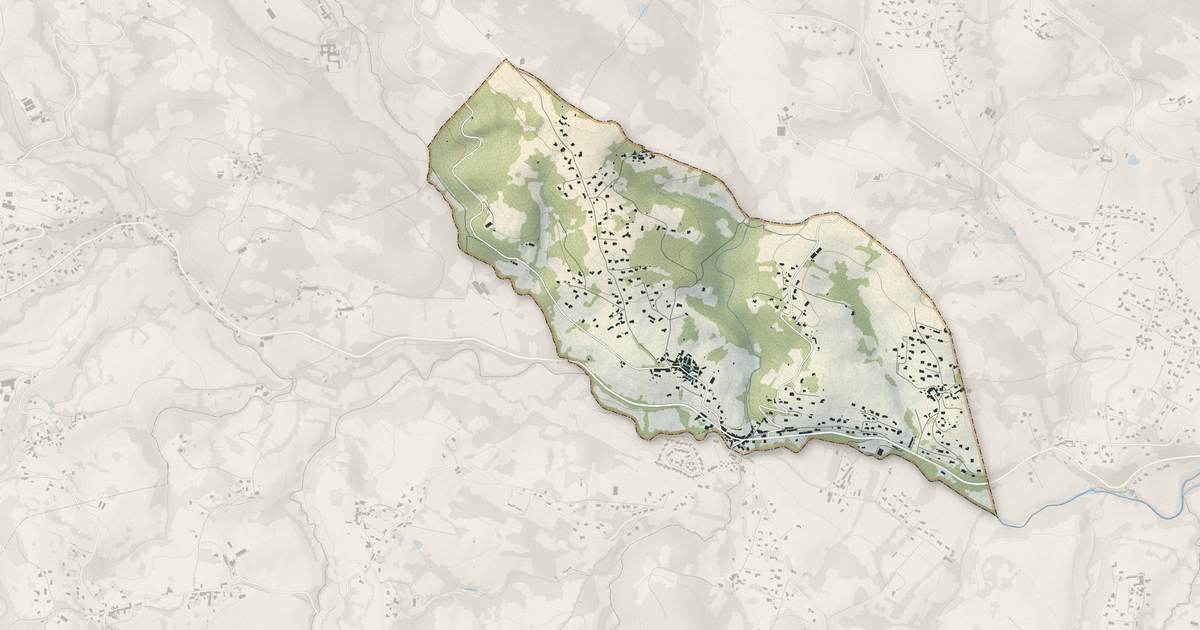 Portrait cartographique de Saint-Pierre-de-Rivière : relief, eau, forêts, bâti et voies, calculés à partir des données de l'IGN