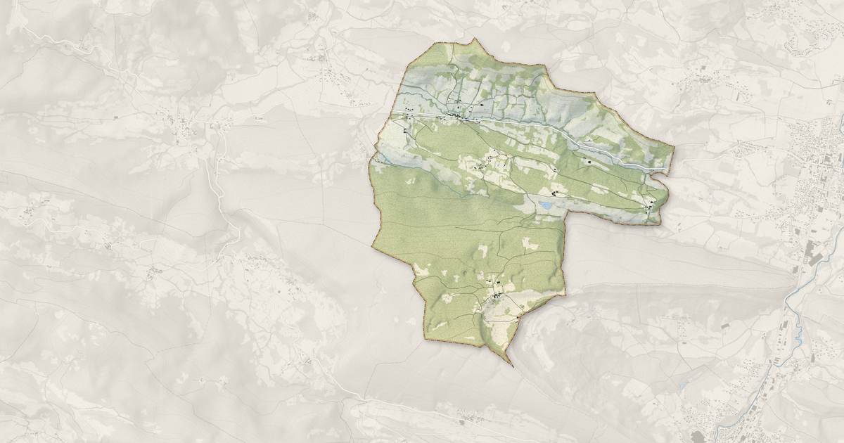 Portrait cartographique de Sautel : relief, eau, forêts, bâti et voies, calculés à partir des données de l'IGN