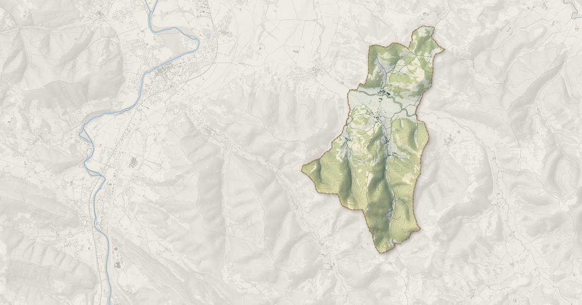 Portrait cartographique de Ségura : relief, eau, forêts, bâti et voies, calculés à partir des données de l'IGN
