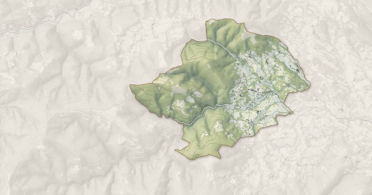 Portrait cartographique de Serres-sur-Arget : relief, eau, forêts, bâti et voies, calculés à partir des données de l'IGN