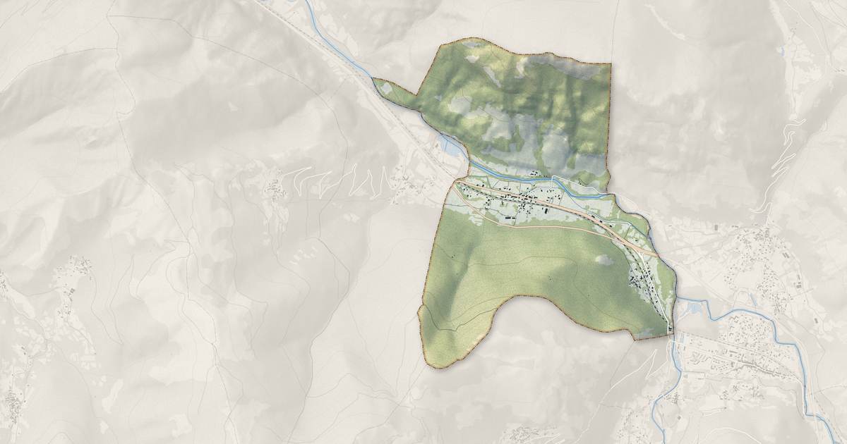 Portrait cartographique de Aulos-Sinsat : relief, eau, forêts, bâti et voies, calculés à partir des données de l'IGN