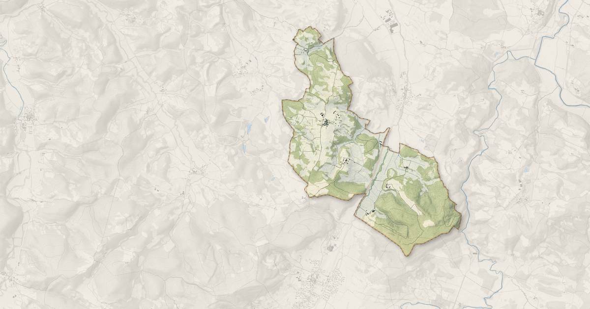 Portrait cartographique de Troye-d'Ariège : relief, eau, forêts, bâti et voies, calculés à partir des données de l'IGN
