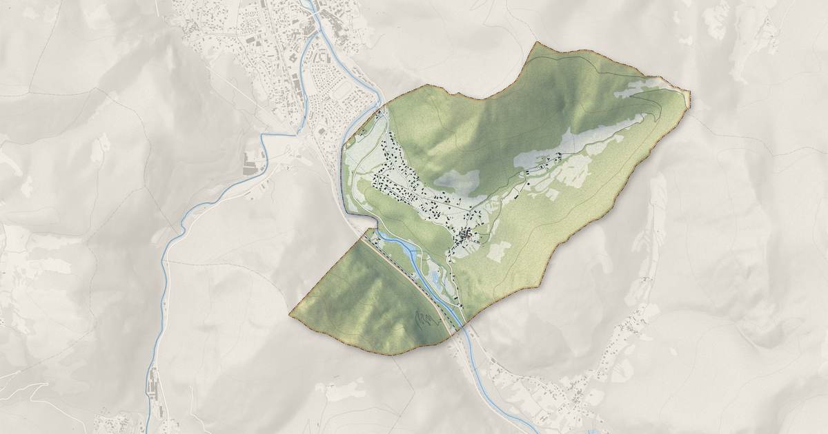 Portrait cartographique de Ussat : relief, eau, forêts, bâti et voies, calculés à partir des données de l'IGN