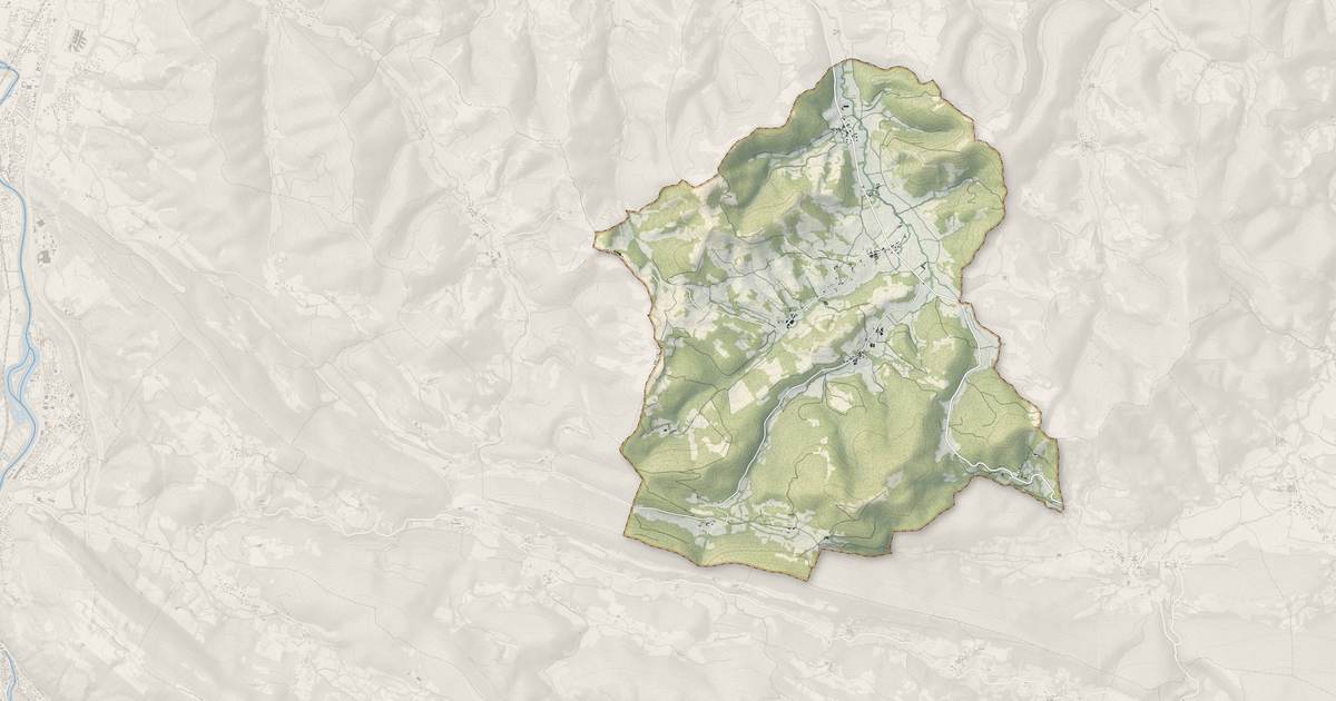 Portrait cartographique de Ventenac : relief, eau, forêts, bâti et voies, calculés à partir des données de l'IGN